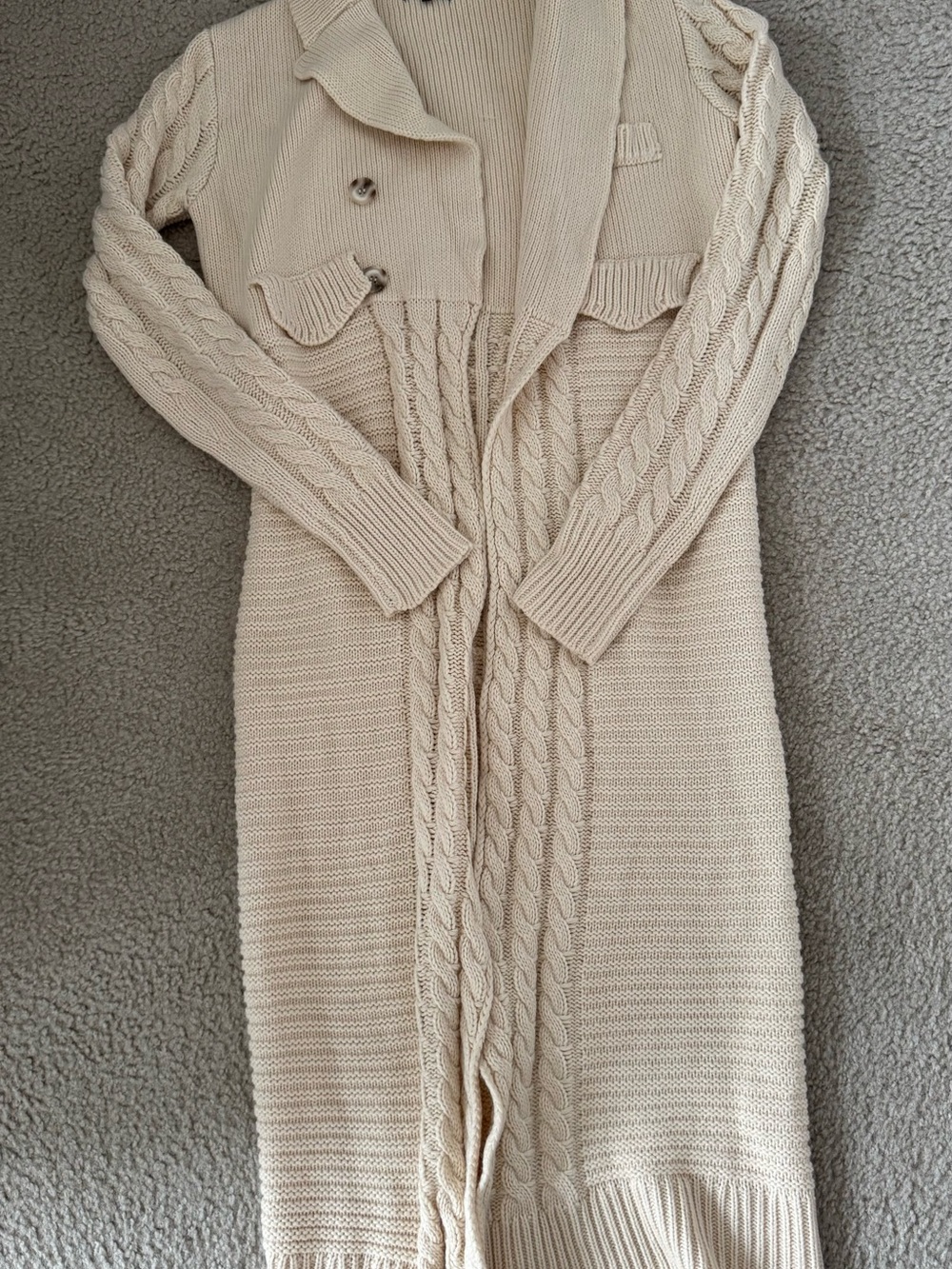 Jluxlabel Beige Cable Knit Sweater Cardigan